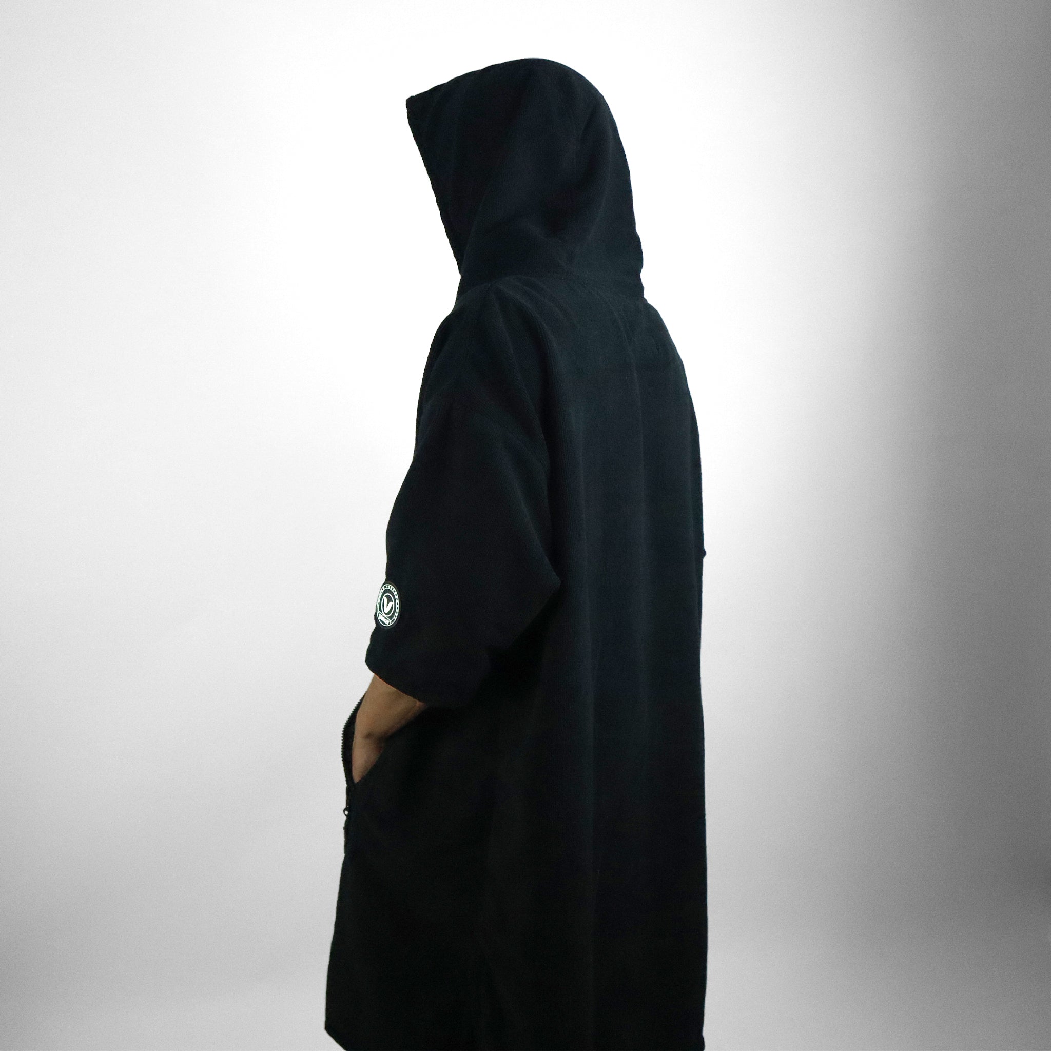 Full Zip Hooded Towel - Black